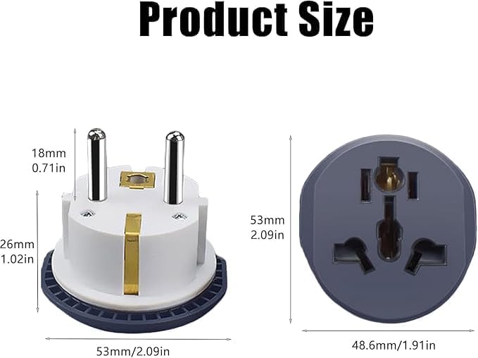 Adnext 4 Pcs UK to EU Plug Adapter – 3 Pin to 2 Pin Electric Switch – 16A 250V Universal EU Converter – UK/US/AU/CN to Europe Travel Plug Adapter – European Socket Converter - Image 3