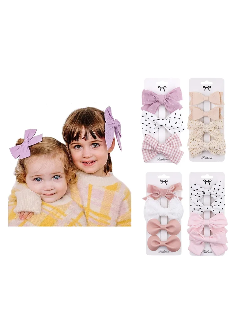 D'Daniela Rana Ribbon Bow Clip Set For Babies and Girls - Dark Pink & White