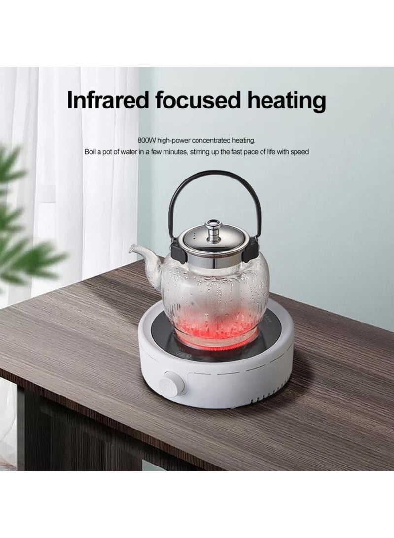 Electric Mini Coffee Pot Warmer, Electric Teapot Stove Portable, 800W Electric Ceramic Stove Coffee Heater, Teapot Warmer, Heater Stove Countertop Burner for Boiling Water, Tea, Coffee(white) - Image 3