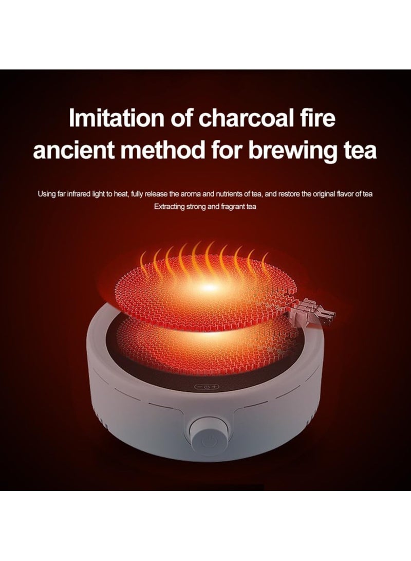 Electric Mini Coffee Pot Warmer, Electric Teapot Stove Portable, 800W Electric Ceramic Stove Coffee Heater, Teapot Warmer, Heater Stove Countertop Burner for Boiling Water, Tea, Coffee(white) - Image 4