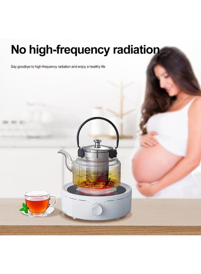 Electric Mini Coffee Pot Warmer, Electric Teapot Stove Portable, 800W Electric Ceramic Stove Coffee Heater, Teapot Warmer, Heater Stove Countertop Burner for Boiling Water, Tea, Coffee(white) - Image 5
