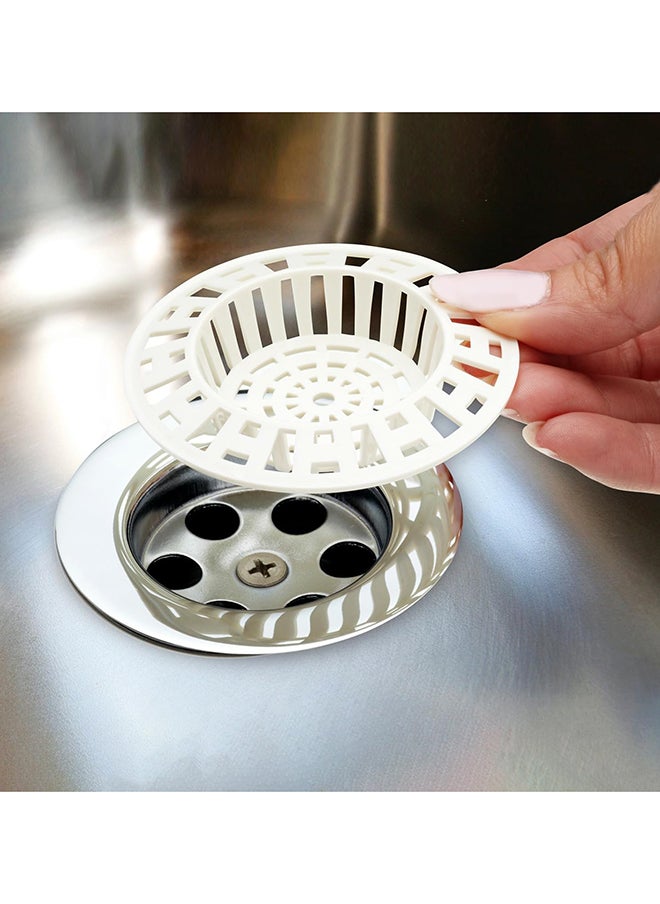 Home Pro - 2Pcs Plastic Kitchen Sink Strainer Set - Efficient Drain Protection - Easy Installation & Maintenance Prevent Clogs with Effortless Drain Protection (White) - Image 1