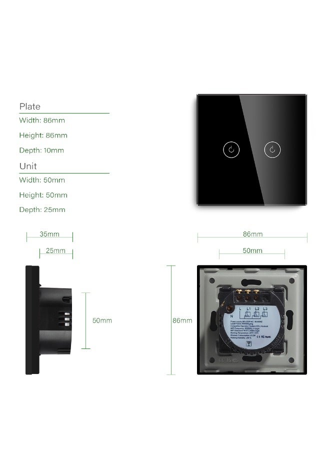 دع التقنية مفتاح إنارة ذكي واي فاي ثنائى - ابيض - Image 3