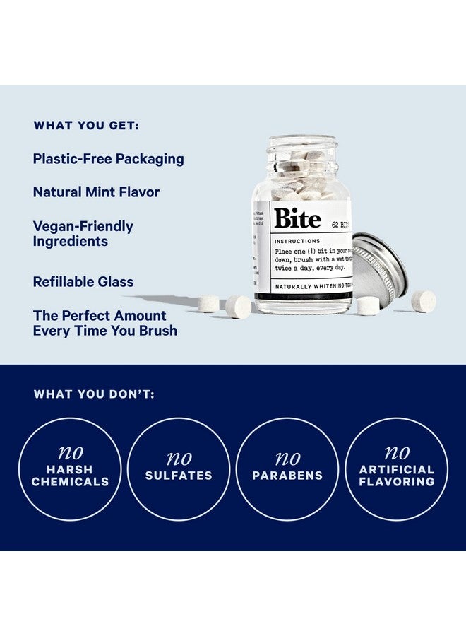 BITE Toothpaste Bits with Nano Hydroxyapatite - Eco and Travel-Friendly Whitening Toothpaste Tablets (Mint) 124.0 Count - Image 5