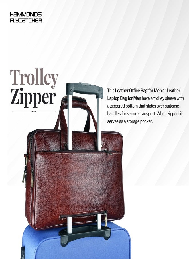 HAMMONDS FLYCATCHER Genuine Leather Office Bag for Men, 15.6 Inch Messenger Laptop Bag for Men with Adjustable Strap & Multiple Compartments, 1 Year Warranty - Office, Travel, Daily Use - Brown - Image 5