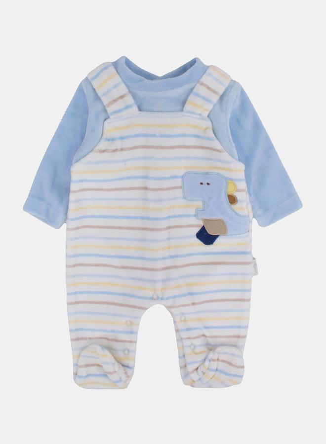 Baby Boys Velvet Baby Footie - Dinosaur Design - Image 1