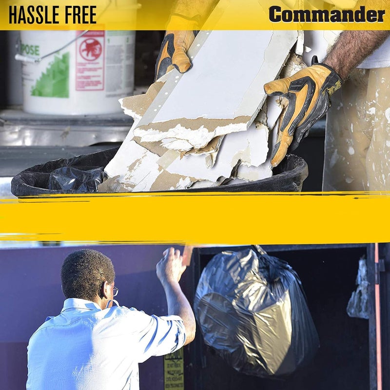 Commander 55 Gallon 3 MIL (eq) Heavy Duty Contractor Bags with Flap Ties - 36" x 56" with flaps - Pack of 10 - For Contractor, Industrial, & Outdoor - Image 4
