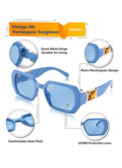 FEISEDY Retro Rectangle Sunglasses For Women Men Classic Square Rhinestone Frame Sun Glasses Polygon Designer Uv400 B0047  - Image 3