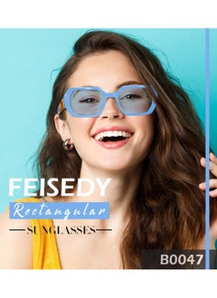 FEISEDY Retro Rectangle Sunglasses For Women Men Classic Square Rhinestone Frame Sun Glasses Polygon Designer Uv400 B0047  - Image 2