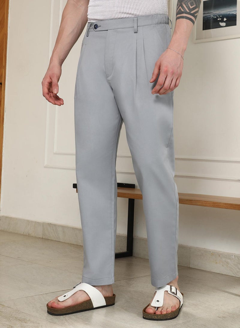 Campus Sutra Campus SutraGrey Pleated Trousers - Image 3