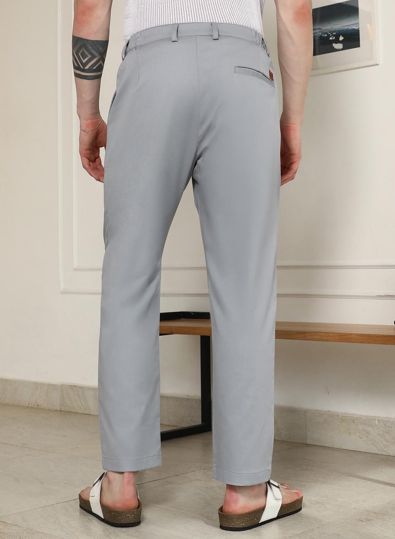 Campus Sutra Campus SutraGrey Pleated Trousers - Image 5