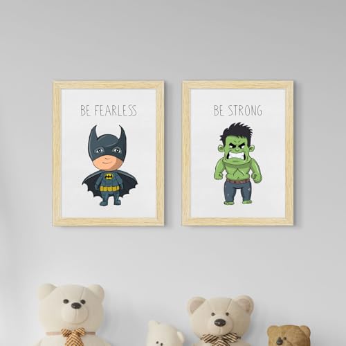 ArtX Wall Paintings For Kids Room, Superheroes Kids Room Wall Frame, Superheros, 10x13 inch each, Multicolor, Synthetic Wood, Set Of 4 - Image 3