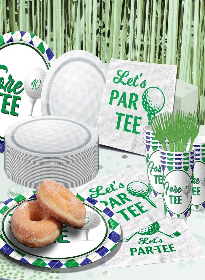 Dydamud Golf 40th Birthday Party Decorations, 100Pcs Let's Par-Tee Disposable Golf Plates and Napkins Tableware Kit for Sports Theme 40th Birthday Party Favors, Golf Party Supplies - Image 3