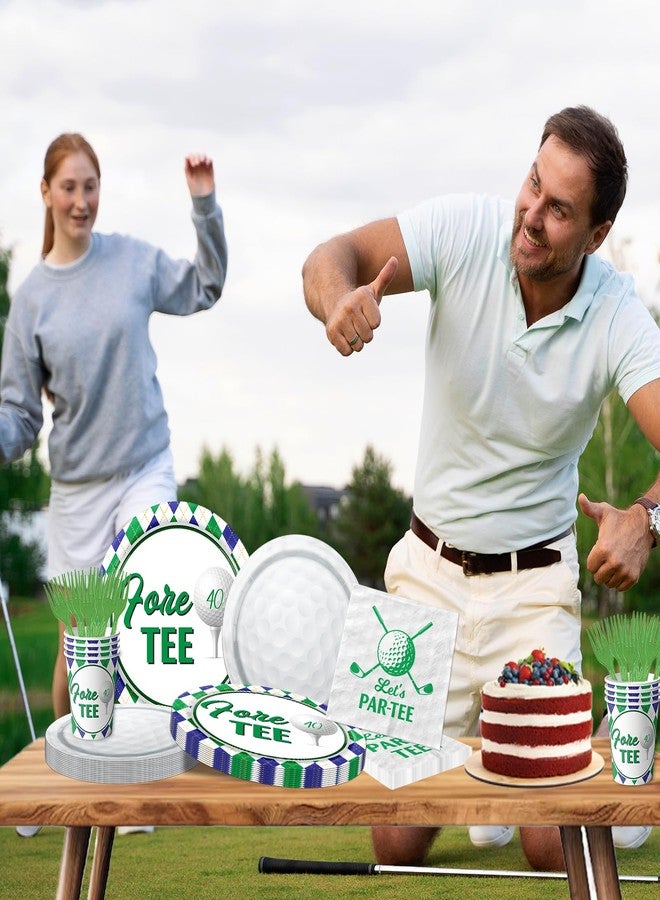 Dydamud Golf 40th Birthday Party Decorations, 100Pcs Let's Par-Tee Disposable Golf Plates and Napkins Tableware Kit for Sports Theme 40th Birthday Party Favors, Golf Party Supplies - Image 4