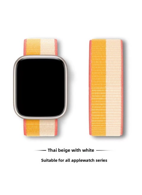 Suitable For Iwatch1-s9 Strap Light Mint/Ocean Blue Nylon Loop Velcro Wristband For Apple Watch Strap-Color:78# Corn-Specifications:38/40/41mm