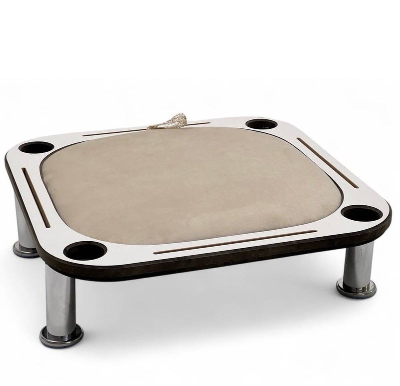 ALBADER 2 in 1 Baloot and Jackaroo Table Small Size Premium Wooden Game Table Multi Color Jackaroo Board with Cards Set Velvet Surface Cup Holders Home Gaming Table Compact Design with Full Accessories - Image 1
