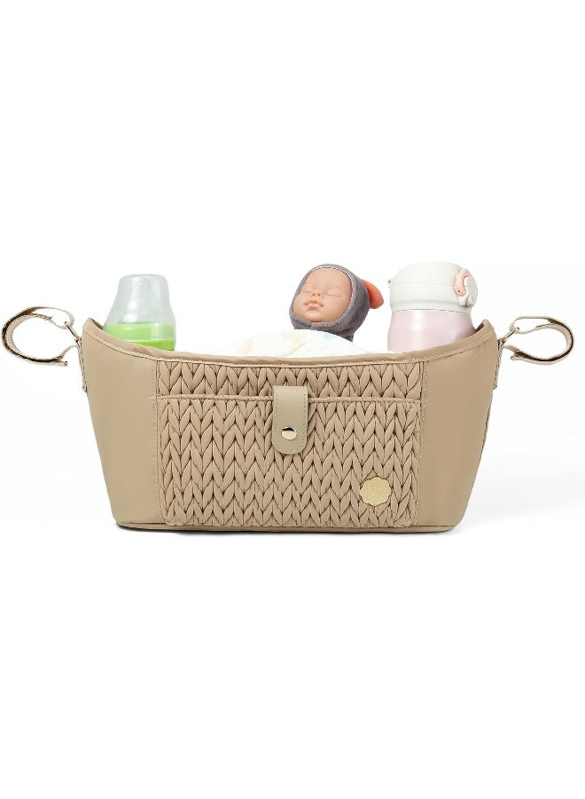 SEWBOO Universal Baby Stroller Organizer, Diaper Caddy Organizer with Adjustable Straps to Fits Nearly Any Strollers (Beige) - Image 1