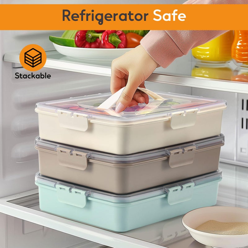 Sunhanny Snackle Box Container for Adults with 9 Compartment, Divided Serving Tray Snack Box Containers with Lid and Handle, Charcuterie Boxes Portable Snack Platter for Fruit Veggie Party Travel, Brown - Image 5