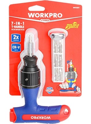 WORKPRO WP221072 7-In-1 Professional Cr-V T-Handle Ratchet Magnetic Screwdriver Set  - Image 5