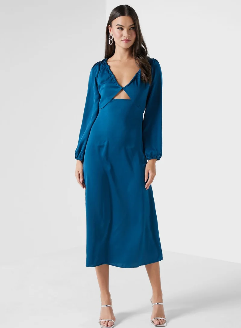 ELLA Cutout Satin Midi Dress