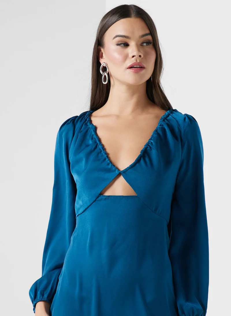 ELLA Cutout Satin Midi Dress