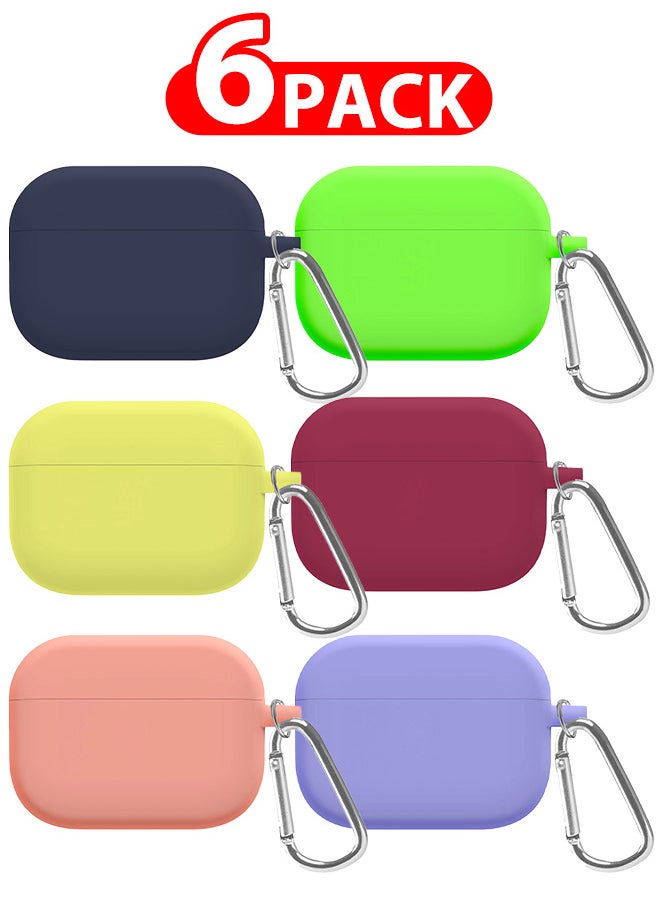 CATANES - 6 Pack Shockproof Case For Airpod Pro Silicone Protective Case Shockproof Case Ultra Slim Cover with Keychain Carabiner Multicolour - Image 1