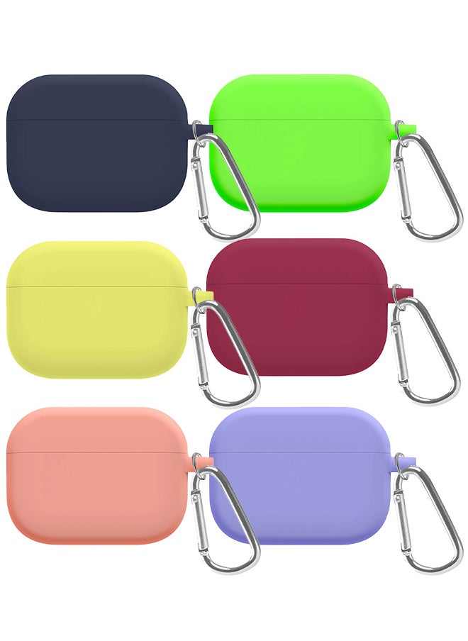 CATANES - 6 Pack Shockproof Case For Airpod Pro Silicone Protective Case Shockproof Case Ultra Slim Cover with Keychain Carabiner Multicolour - Image 1