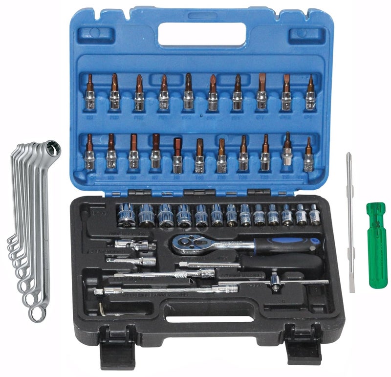 Digital Craft Digital Craft Hand Tool Kit Car Ratchet Wrench Assembly Tool Household Repair Tools Automotive Set 46PC Socket Set8Pc Ring Spanner Set6Inch 2 In 1 Screw Driver  - Image 1