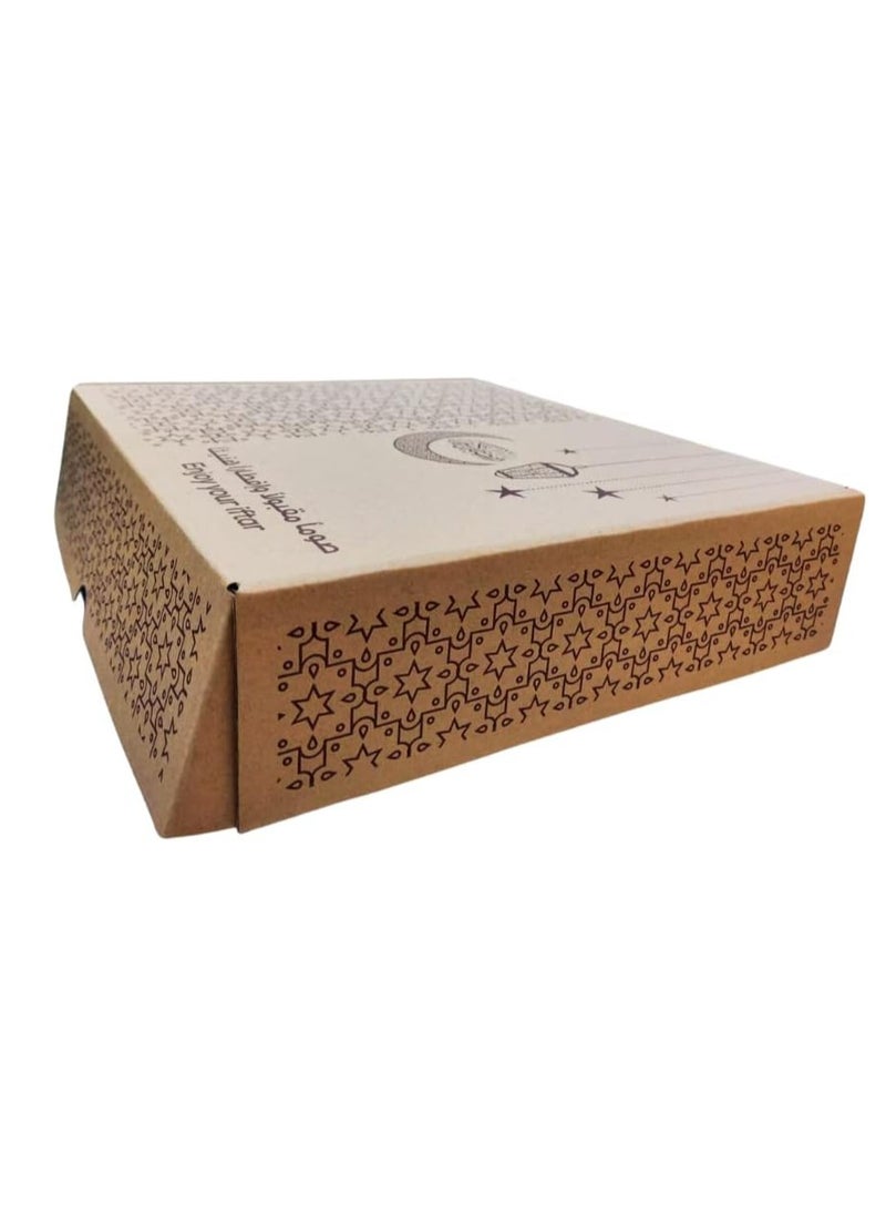 Generic - 10 Pcs Ramadan Iftar Meal Box (29 x 25 x 7 cm), Eco-friendly Kraft Takeaway Food Box, Brown - Image 1