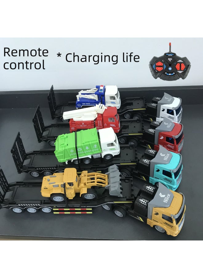 Generic - Wireless Remote Control Car Half-trailer Engineering Vehicle Heavy Transport Truck Self-dumping Truck Boys Model Toy-Color:QH200-2D Flat Head Dump Truck (open The Rear Compartment Door Manually)-Proportion:Package 2: 2 Lithium Battery 1 Charging Line - Image 1