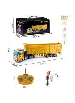 Wireless Remote Control Car Half-trailer Engineering Vehicle Heavy Transport Truck Self-dumping Truck Boys Model Toy-Color:QH200-2D Flat Head Dump Truck (open The Rear Compartment Door Manually)-Proportion:Package 2: 2 Lithium Battery 1 Charging Line