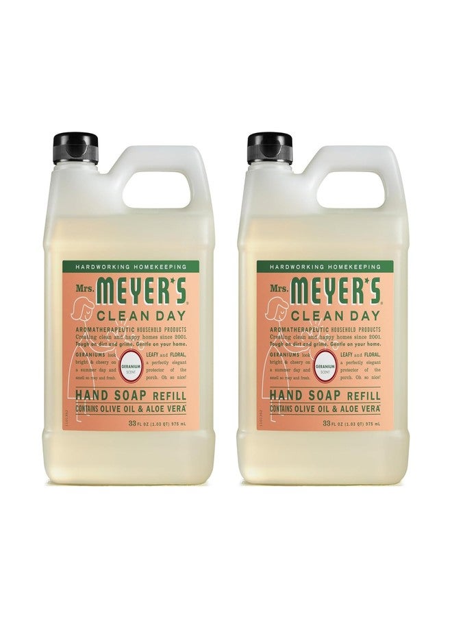 Mrs. Meyer's Liquid Hand Soap Refill Pouch with Geranium, 33 Fl Oz (Pack of 2) - Image 1