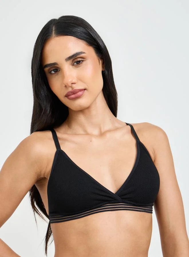 Take Two Solid Texture Padded Non Wired Regular Bra And Thong Lingerie Set