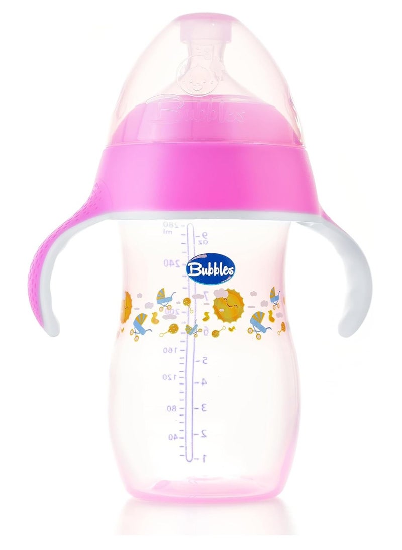 Bubbles Bubbles natural feeding bottle 280 ml with hand - rose  - Image 1