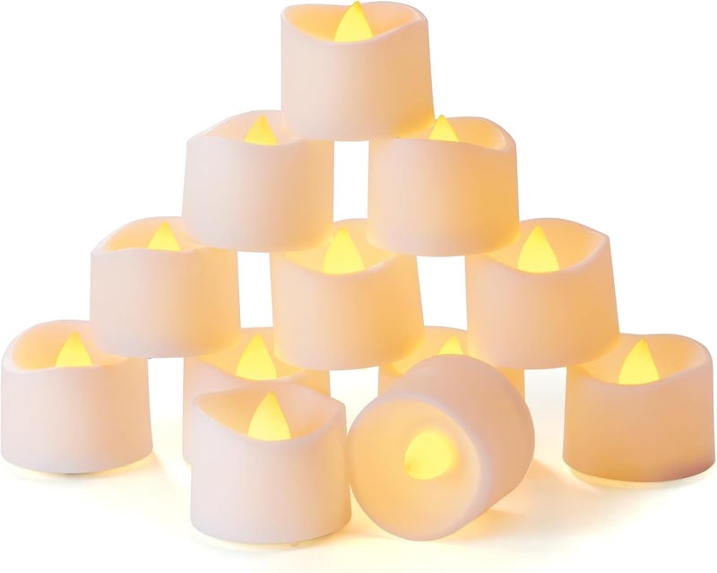 Homemory 24-Pack Battery Tea Lights with Timer, Flickering Flameless LED Tealight Candles - Image 1