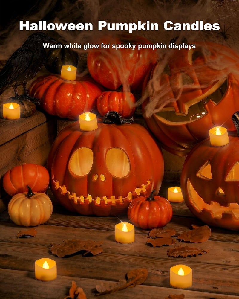 Homemory 24-Pack Battery Tea Lights with Timer, Flickering Flameless LED Tealight Candles - Image 3