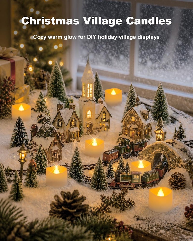 Homemory 24-Pack Battery Tea Lights with Timer, Flickering Flameless LED Tealight Candles - Image 5