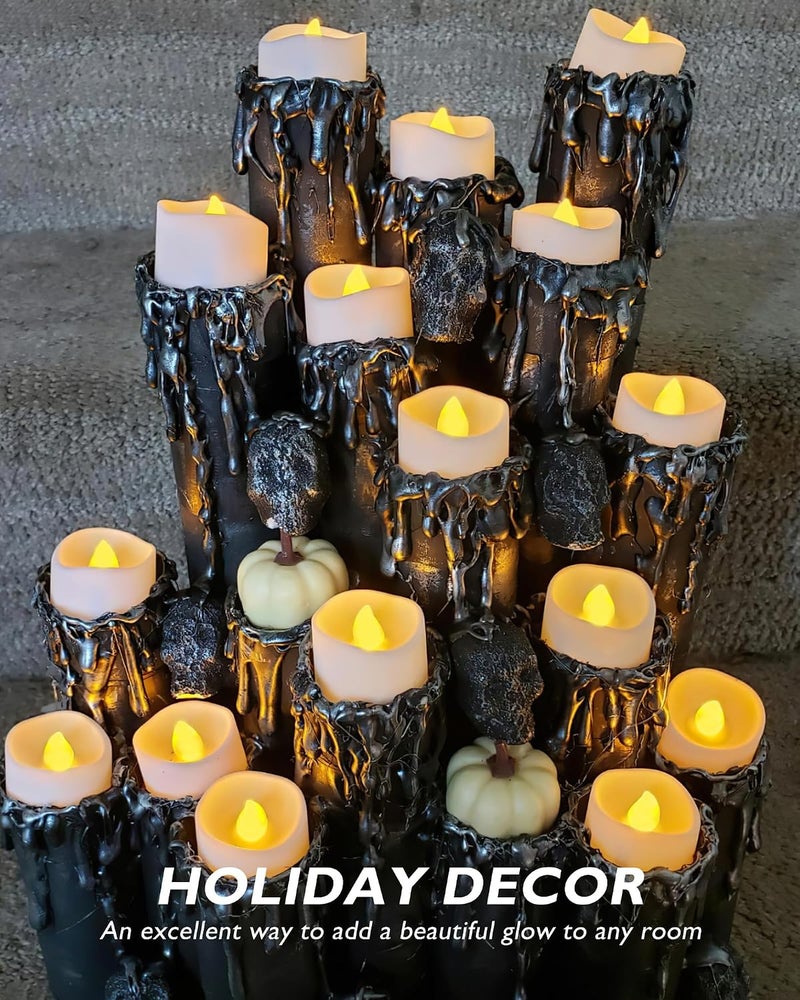 Homemory 24-Pack Battery Tea Lights with Timer, Flickering Flameless LED Tealight Candles - Image 4