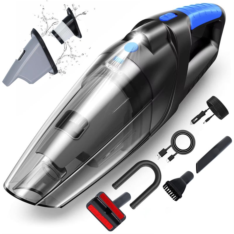 Lyrovo Vacuum Cleaner Car and Home 2 in 1 Portable Highpower 8000PA Wireless 7500mAh Cord and Cordless Function Blue - Image 1
