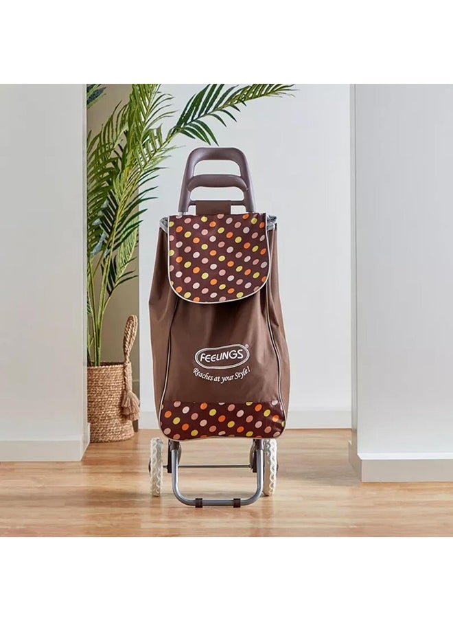 Feelings Feelings Shopping Trolley Fancy With Wheels Brown Polka Dots  - Image 4