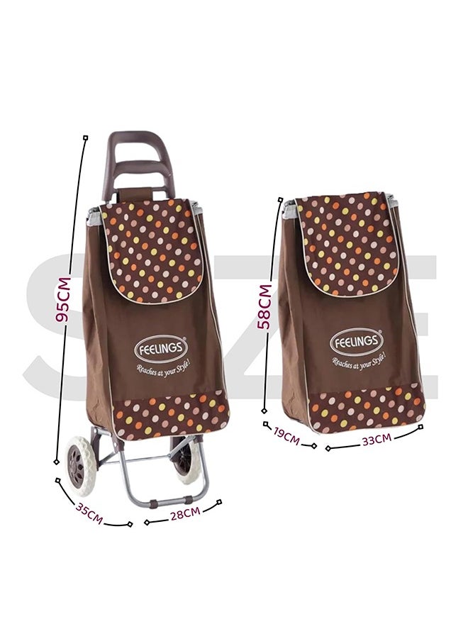 Feelings Feelings Shopping Trolley Fancy With Wheels Brown Polka Dots  - Image 2