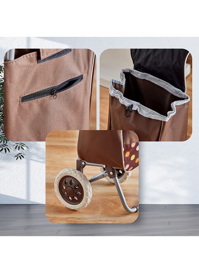 Feelings Feelings Shopping Trolley Fancy With Wheels Brown Polka Dots  - Image 3