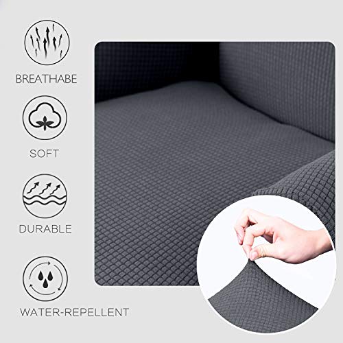 Granbest Premium Water Repellent Wingback Chair Cover 2-Piece High Stretch Jacquard Fabric Wing Back Chair Slipcovers (Wing Chair Cover, Gray) - Image 4