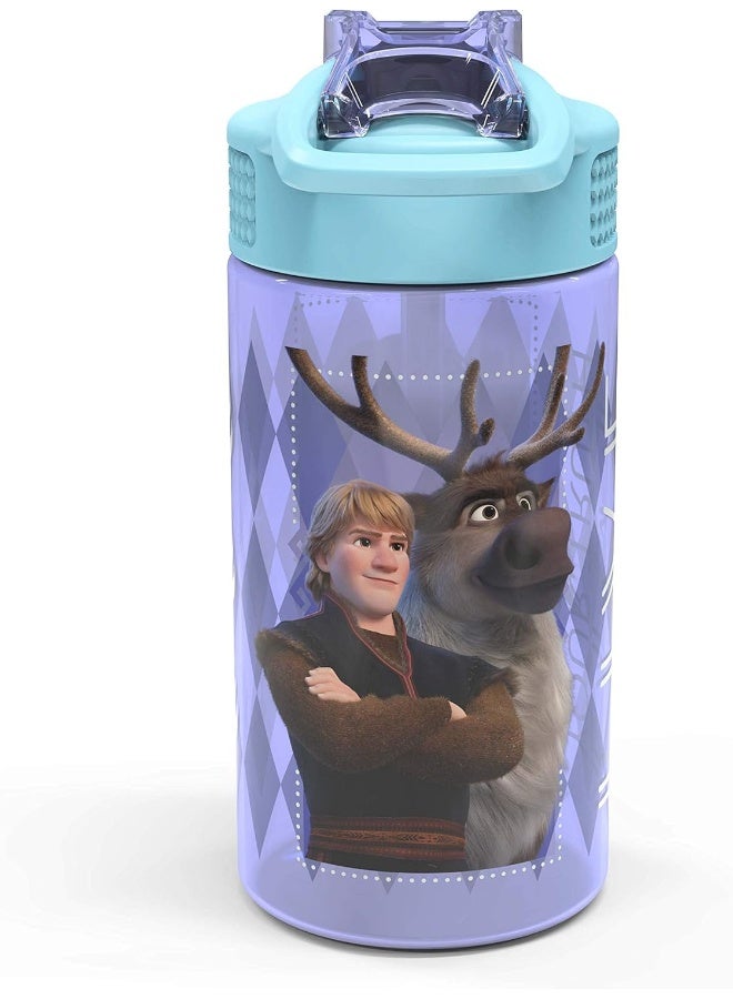 Zak Designs Disney Frozen 2 Kids Water Bottle Set With Reusable Straws And Built In Carrying Loops, Made Of Plastic, Leak-Proof Water Bottle Designs (Elsa And Anna, 16 Oz, Bpa-Free, 2Pieces Set) - Image 3