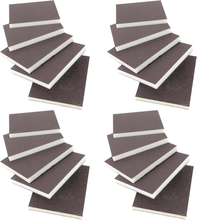 20 Pcs Double-Sided Sponge Sandpapers with Multi-grit 80# to 180# for Wood Sanding and Polishing, Flexible Blue and Gray Sanding Pads Set for Dry and Wet Use in Industrial and DIY - Image 1