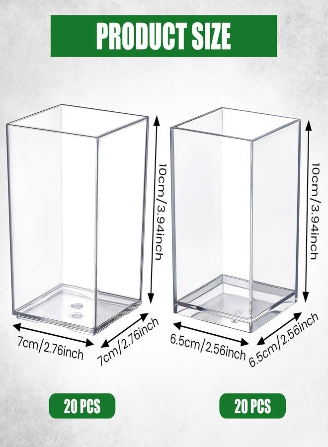 Tosstuki 40 Pack Clear Acrylic Pen Holder 2 Size Pencil Cups Sets Makeup Brush Holder Bookmark Organizer Stationery Storage Desktop Accessories for Office and Home Desk Organizer Supplies - Image 2