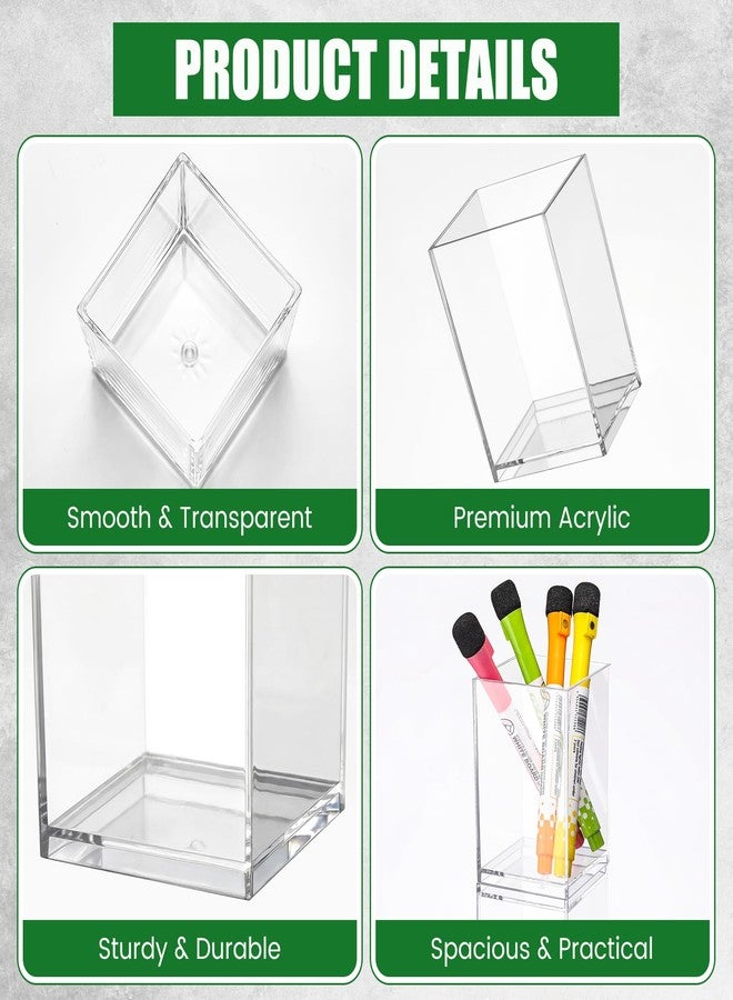 Tosstuki 40 Pack Clear Acrylic Pen Holder 2 Size Pencil Cups Sets Makeup Brush Holder Bookmark Organizer Stationery Storage Desktop Accessories for Office and Home Desk Organizer Supplies - Image 3