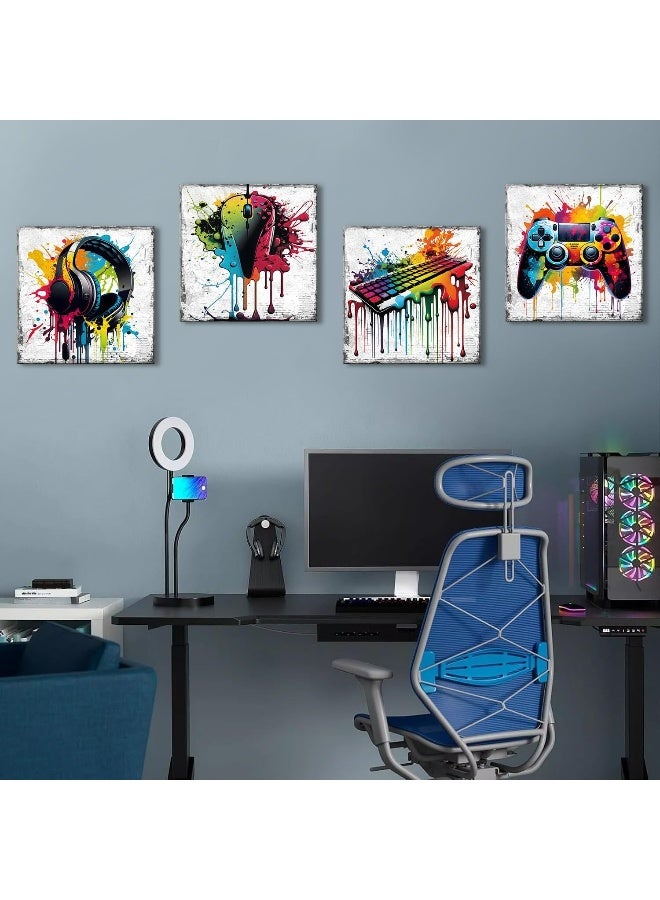 YOOOAHU Game Wall Decor Gaming Art Graffiti Gamepad Headphones Canvas Pictures Gamer Room for Boys - Image 2
