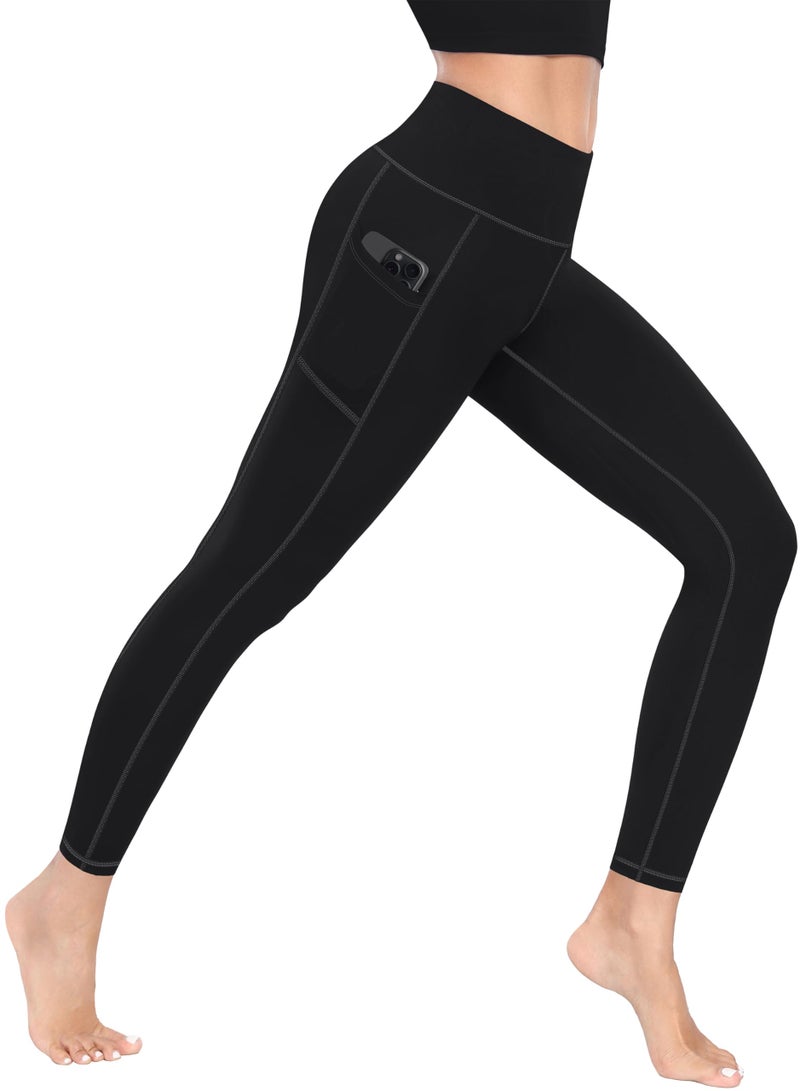MIRITY High Waist Yoga Leggings with Pockets for Women - Buttery Soft Workout Stretchy Yoga Pants Pack of 1 Black - Image 1