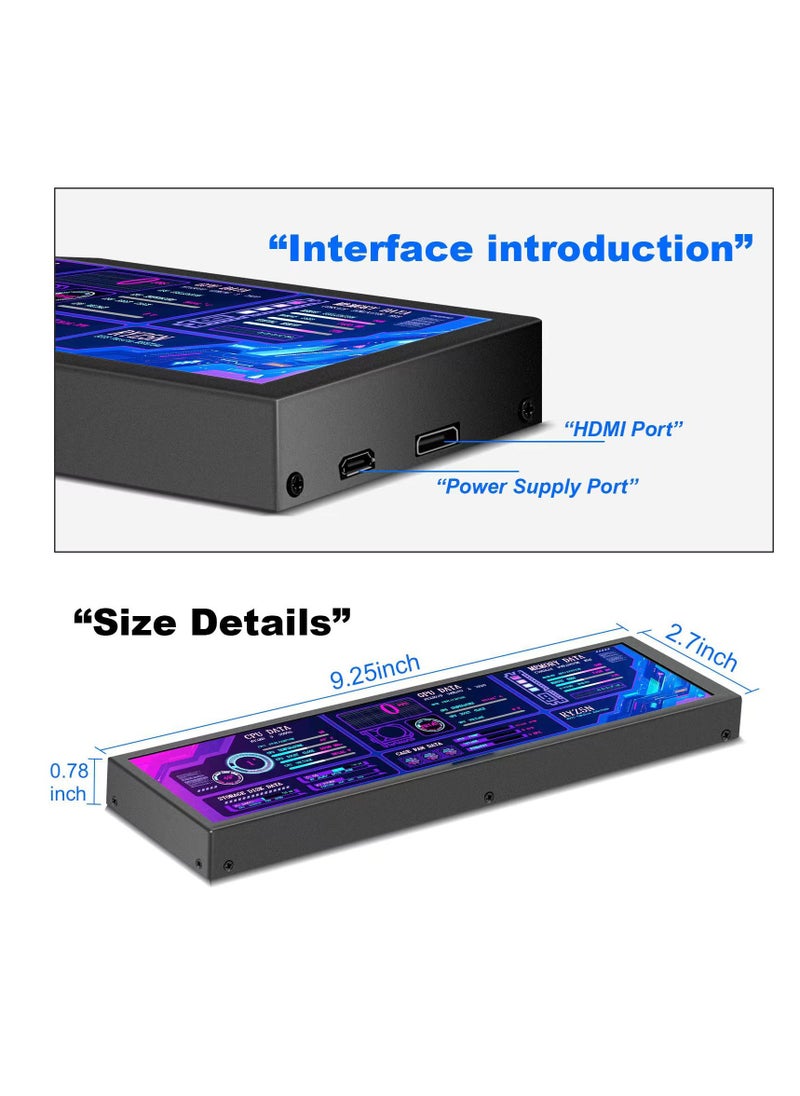 Excefore - Portable Touch Screen Monitor Small, 8.8" HDMI Computer Temp Monitor, PC Temperature Display With Case, 10-Point IPS 60Hz PC Sensor Panel Display for Raspberry Pi Windows, Laptop AIDA64 CPU - Image 1